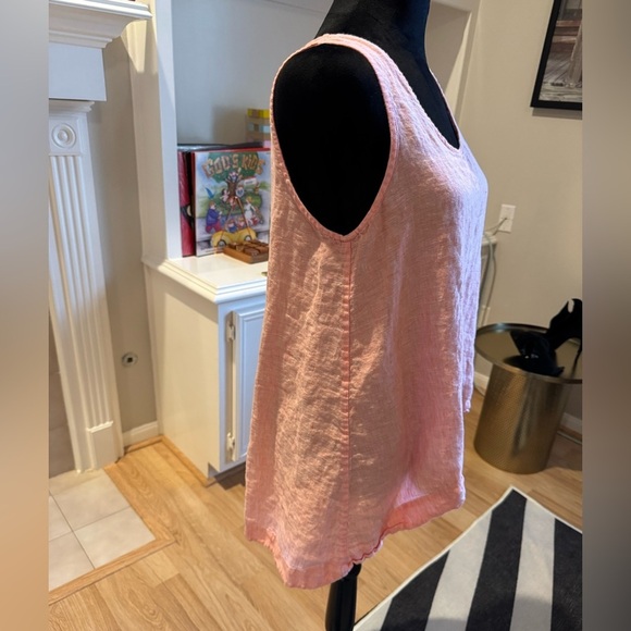 PURE NAVY 100% Linen Peach High Low Tank Top Size Small VGUC - Picture 2 of 6